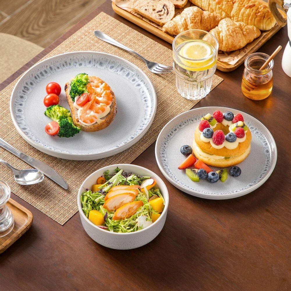 18-Piece Cream White And Beige Stoneware Dinnerware Set Service For 6 Bowls And Plates Set Dinner Set Tableware 14 18-Piece Cream White And Beige Stoneware Dinnerware Set Service For 6 Bowls And Plates Set Dinner Set Tableware - Image 12