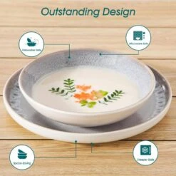 24-Piece Cream White And Beige Stoneware Dinnerware Set Service For 6 Bowls And Plates Set Tableware Dinner Set -Vancasso Shop cream white and beige vancasso dinnerware sets vc snow bg 24 eu d4 1000