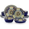 16-Piece Dark-blue Porcelain Dinnerware Set Service For 4 Bohemian Style Bowls And Plates Set Dining Set Tableware Set 2 16-Piece Dark-blue Porcelain Dinnerware Set Service For 4 Bohemian Style Bowls And Plates Set Dining Set Tableware Set -Vancasso Shop dark blue vancasso dinnerware sets vc simi sl05 64 1000