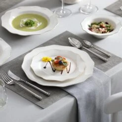 Lotus 16-Piece White With Gold Trim Bone China Dinnerware Set (Service For 4) 11 Lotus 16-Piece White With Gold Trim Bone China Dinnerware Set (Service For 4) -Vancasso Shop gold trim vancasso dinnerware sets lotus 16 gt 4f 1000