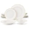 Lotus 16-Piece White With Gold Trim Bone China Dinnerware Set (Service For 4) 2 Lotus 16-Piece White With Gold Trim Bone China Dinnerware Set (Service For 4) -Vancasso Shop gold trim vancasso dinnerware sets lotus 16 gt 64 1000