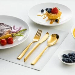 48-Piece Gold Stainless Steel Flatware Set Silverware Set Serving Set Service For 12 -Vancasso Shop gold vancasso serving sets vs sw a48 g 44 1000