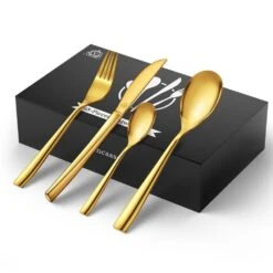 48-Piece Gold Stainless Steel Flatware Set Silverware Set Serving Set Service For 12