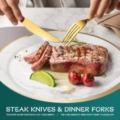 30-Piece Gold Stainless Steel Flatware Set (Service For 6) 12 30-Piece Gold Stainless Steel Flatware Set (Service For 6) -Vancasso Shop gold vancasso serving sets vs sw g30 g 1f 1000