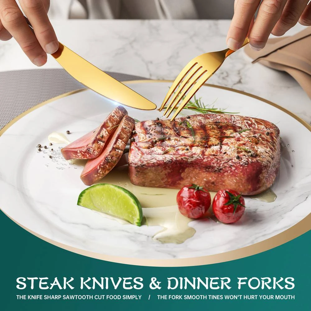 30-Piece Gold Stainless Steel Flatware Set (Service For 6) 6 30-Piece Gold Stainless Steel Flatware Set (Service For 6) - Image 4