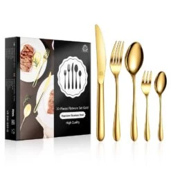 30-Piece Gold Stainless Steel Flatware Set (Service For 6) 15 30-Piece Gold Stainless Steel Flatware Set (Service For 6) -Vancasso Shop gold vancasso serving sets vs sw g30 g 76 1000