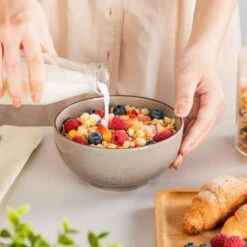 12-Piece Multi-color Stoneware Dinnerware Set Service For 4-Tableware With Dinner Plates Dessert Plates And Cereal Bowls -Vancasso Shop gray light blue cream beige vancasso dinnerware sets vc navia 15 f12 76 1000