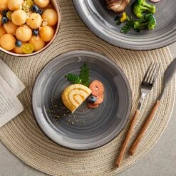 Series Bella 16-Pieces Dinnerware Set Porcelain Dinner Set Crockery In Vintage Look Gray (Service For 4) 14 Series Bella 16-Pieces Dinnerware Set Porcelain Dinner Set Crockery In Vintage Look Gray (Service For 4) -Vancasso Shop gray vancasso dinnerware sets vc bella gy sl 44 1000