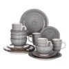Series Bella 16-Pieces Dinnerware Set Porcelain Dinner Set Crockery In Vintage Look Gray (Service For 4) -Vancasso Shop gray vancasso dinnerware sets vc bella gy sl 64 1000