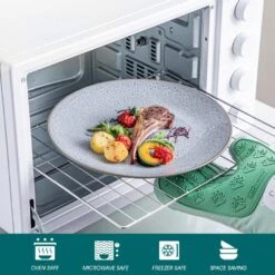 16-Piece Gray Stoneware Dinnerware Set Service For 4 Reactive Glaze Tableware Bowls And Plates Dining Set -Vancasso Shop gray vancasso dinnerware sets vc karst wt sl 1f 1000