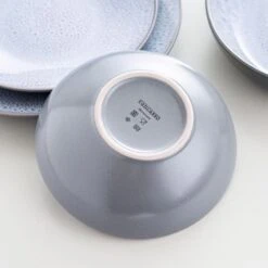 16-Piece Gray Stoneware Dinnerware Set Service For 4 Reactive Glaze Tableware Bowls And Plates Dining Set -Vancasso Shop gray vancasso dinnerware sets vc karst wt sl fa 1000