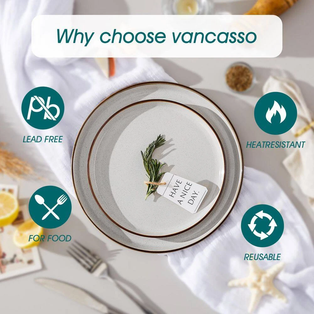 18-Piece Gray Stoneware Dinnerware Set (Service For 6) Sesame Speckles Pattern Dinner Plates Dessert Plates And Bowls 8 18-Piece Gray Stoneware Dinnerware Set (Service For 6) Sesame Speckles Pattern Dinner Plates Dessert Plates And Bowls - Image 6