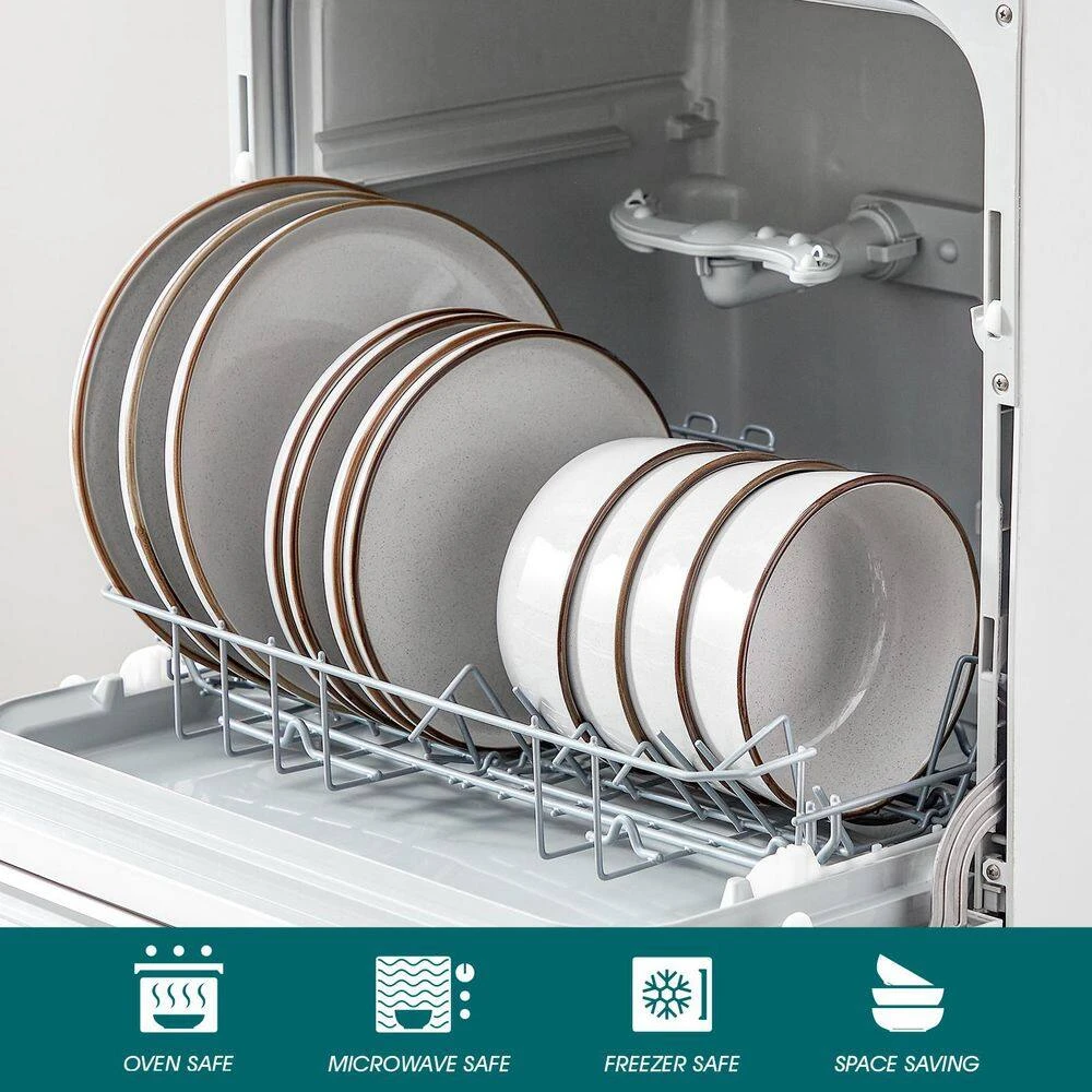 18-Piece Gray Stoneware Dinnerware Set (Service For 6) Sesame Speckles Pattern Dinner Plates Dessert Plates And Bowls 9 18-Piece Gray Stoneware Dinnerware Set (Service For 6) Sesame Speckles Pattern Dinner Plates Dessert Plates And Bowls - Image 7