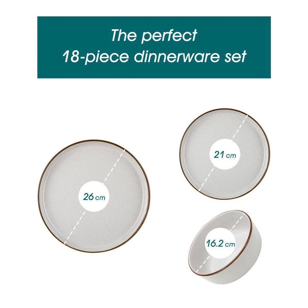 18-Piece Gray Stoneware Dinnerware Set (Service For 6) Sesame Speckles Pattern Dinner Plates Dessert Plates And Bowls 7 18-Piece Gray Stoneware Dinnerware Set (Service For 6) Sesame Speckles Pattern Dinner Plates Dessert Plates And Bowls - Image 5