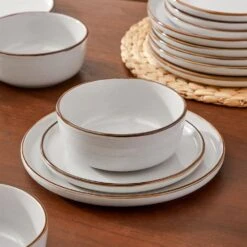 18-Piece Gray Stoneware Dinnerware Set (Service For 6) Sesame Speckles Pattern Dinner Plates Dessert Plates And Bowls 14 18-Piece Gray Stoneware Dinnerware Set (Service For 6) Sesame Speckles Pattern Dinner Plates Dessert Plates And Bowls -Vancasso Shop gray vancasso dinnerware sets vc loire gy 18 66 1000