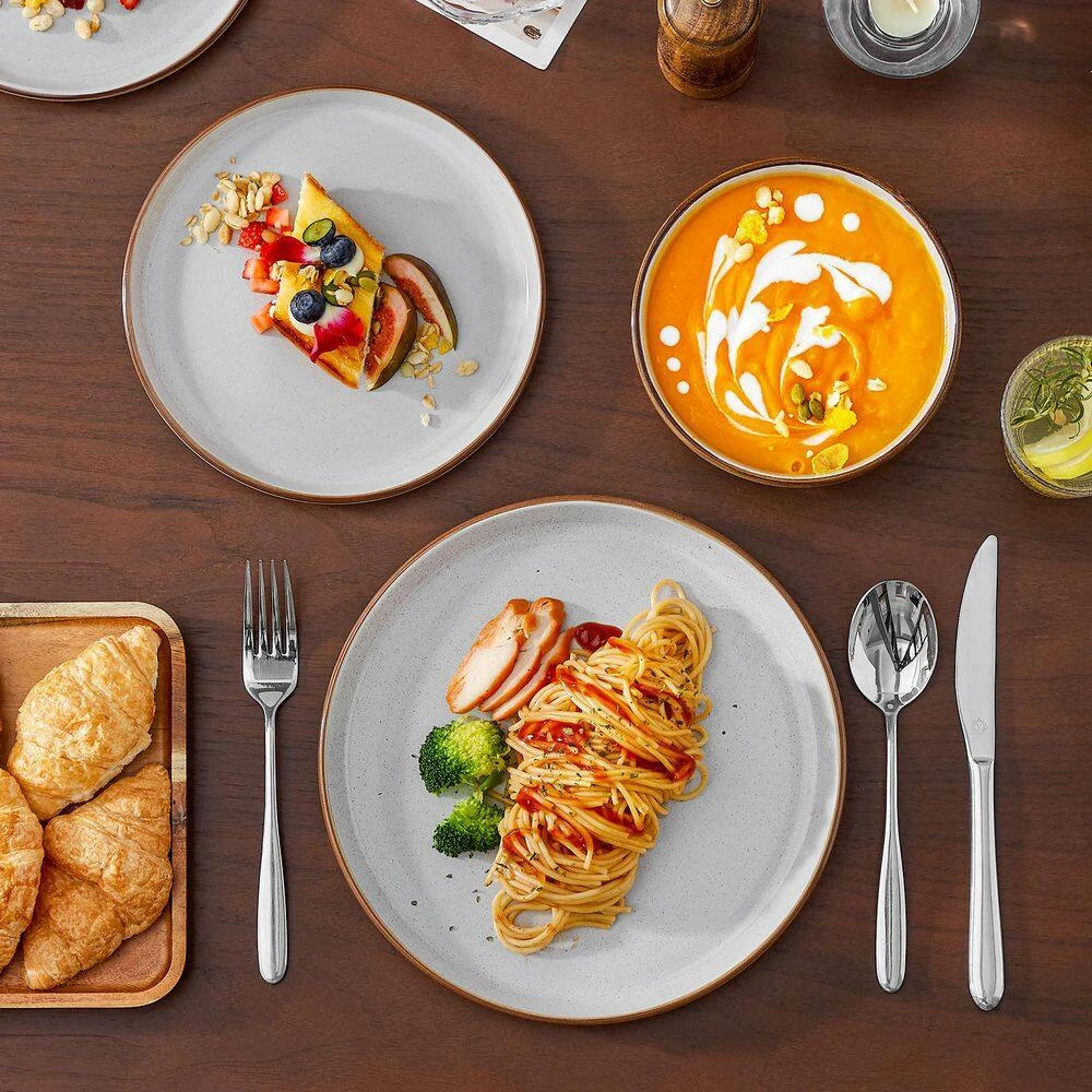 18-Piece Gray Stoneware Dinnerware Set (Service For 6) Sesame Speckles Pattern Dinner Plates Dessert Plates And Bowls 4 18-Piece Gray Stoneware Dinnerware Set (Service For 6) Sesame Speckles Pattern Dinner Plates Dessert Plates And Bowls - Image 2