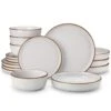 16-Piece Gray Stoneware Dinnerware Set (Service For 4) Sesame Speckles Pattern Dinner Set With Plates And Bowls