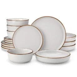 16-Piece Gray Stoneware Dinnerware Set (Service For 4) Sesame Speckles Pattern Dinner Set With Plates And Bowls