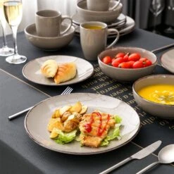 Navia Jardin Grey 32-Pieces Ceramic Dinnerware Set With Dinner Plate, Dessert Plate, Cereal Bowl And Mug (Service For 8) 17 Navia Jardin Grey 32-Pieces Ceramic Dinnerware Set With Dinner Plate, Dessert Plate, Cereal Bowl And Mug (Service For 8) -Vancasso Shop gray vancasso dinnerware sets vc navia 2 sl 2 31 1000