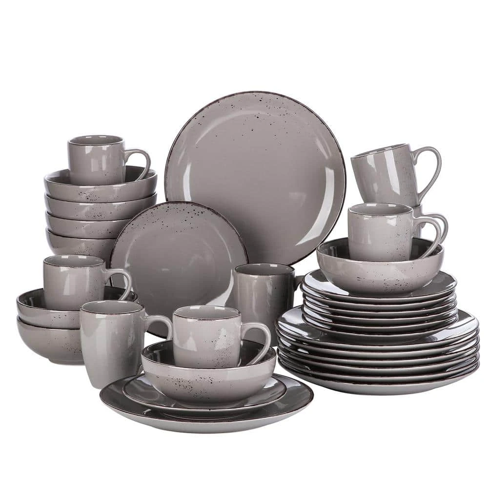 Navia Jardin Grey 32-Pieces Ceramic Dinnerware Set With Dinner Plate, Dessert Plate, Cereal Bowl And Mug (Service For 8) 3 Navia Jardin Grey 32-Pieces Ceramic Dinnerware Set With Dinner Plate, Dessert Plate, Cereal Bowl And Mug (Service For 8)