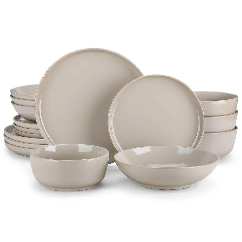 16-Piece Gray Stoneware Dinnerware Set Service For 4-Dishware Dishes Set Kitchen Tableware With Plates And Bowls 3 16-Piece Gray Stoneware Dinnerware Set Service For 4-Dishware Dishes Set Kitchen Tableware With Plates And Bowls