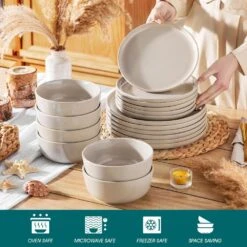 18-Piece Gray Stoneware Dinnerware Set (Service For 6) Dining Set With Dinner Plates Dessert Plates And Cereal Bowls 17 18-Piece Gray Stoneware Dinnerware Set (Service For 6) Dining Set With Dinner Plates Dessert Plates And Cereal Bowls -Vancasso Shop gray vancasso dinnerware sets vc playa smgy 18 eu 1f 1000