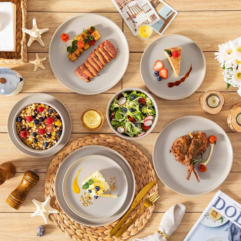 18-Piece Gray Stoneware Dinnerware Set (Service For 6) Dining Set With Dinner Plates Dessert Plates And Cereal Bowls 12 18-Piece Gray Stoneware Dinnerware Set (Service For 6) Dining Set With Dinner Plates Dessert Plates And Cereal Bowls - Image 10