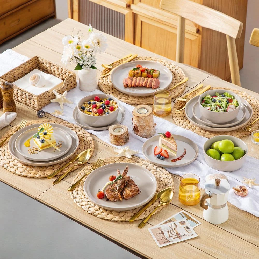 18-Piece Gray Stoneware Dinnerware Set (Service For 6) Dining Set With Dinner Plates Dessert Plates And Cereal Bowls 9 18-Piece Gray Stoneware Dinnerware Set (Service For 6) Dining Set With Dinner Plates Dessert Plates And Cereal Bowls - Image 7