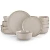 18-Piece Gray Stoneware Dinnerware Set (Service For 6) Dining Set With Dinner Plates Dessert Plates And Cereal Bowls -Vancasso Shop gray vancasso dinnerware sets vc playa smgy 18 eu 64 1000