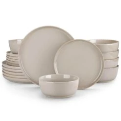 18-Piece Gray Stoneware Dinnerware Set (Service For 6) Dining Set With Dinner Plates Dessert Plates And Cereal Bowls