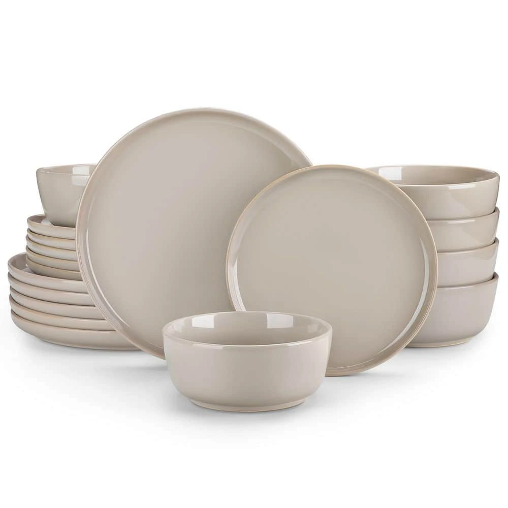 18-Piece Gray Stoneware Dinnerware Set (Service For 6) Dining Set With Dinner Plates Dessert Plates And Cereal Bowls 3 18-Piece Gray Stoneware Dinnerware Set (Service For 6) Dining Set With Dinner Plates Dessert Plates And Cereal Bowls