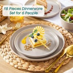 18-Piece Gray Stoneware Dinnerware Set (Service For 6) Dining Set With Dinner Plates Dessert Plates And Cereal Bowls 20 18-Piece Gray Stoneware Dinnerware Set (Service For 6) Dining Set With Dinner Plates Dessert Plates And Cereal Bowls -Vancasso Shop gray vancasso dinnerware sets vc playa smgy 18 eu 76 1000