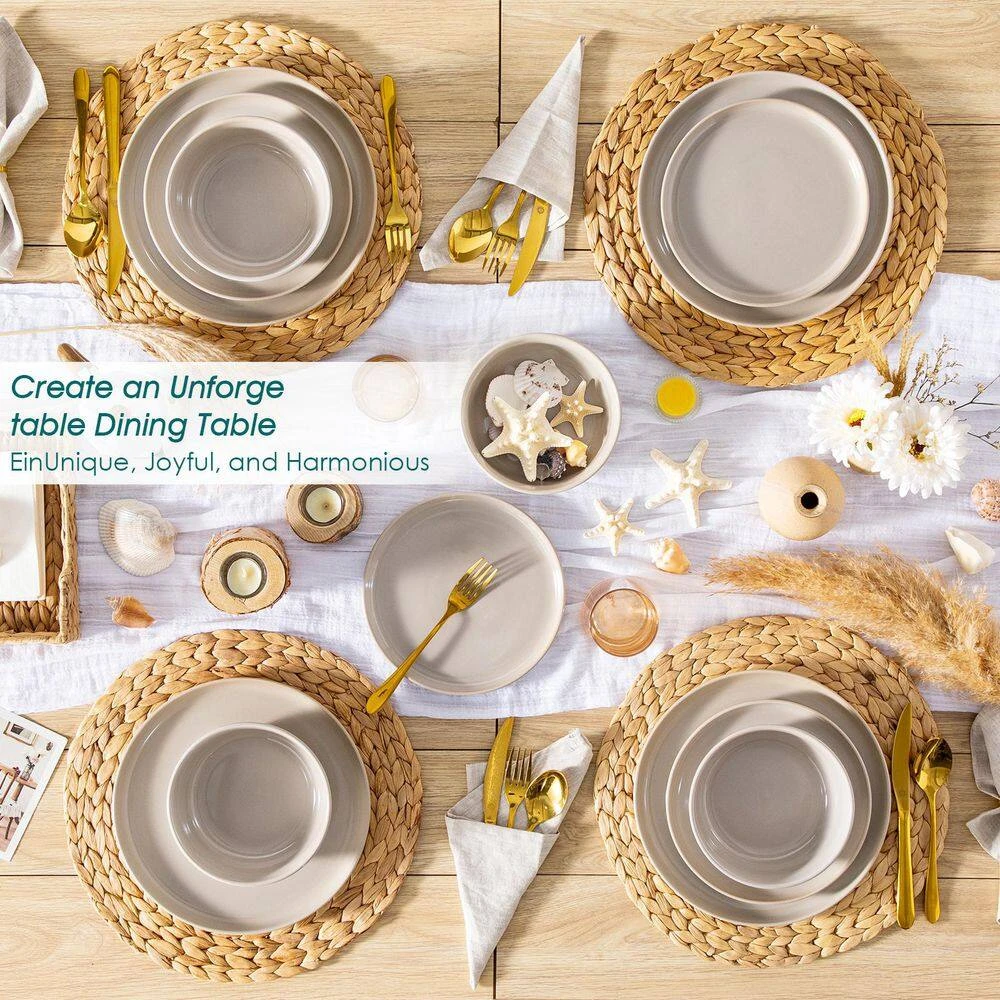 18-Piece Gray Stoneware Dinnerware Set (Service For 6) Dining Set With Dinner Plates Dessert Plates And Cereal Bowls 10 18-Piece Gray Stoneware Dinnerware Set (Service For 6) Dining Set With Dinner Plates Dessert Plates And Cereal Bowls - Image 8