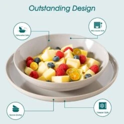 24-Piece Gray Stoneware Dinnerware Set Service For 6 Dishware Dishes Set Tableware With Plates And Bowls -Vancasso Shop gray vancasso dinnerware sets vc playa smgy 24 eu 1d 1000