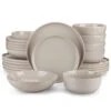 24-Piece Gray Stoneware Dinnerware Set Service For 6 Dishware Dishes Set Tableware With Plates And Bowls