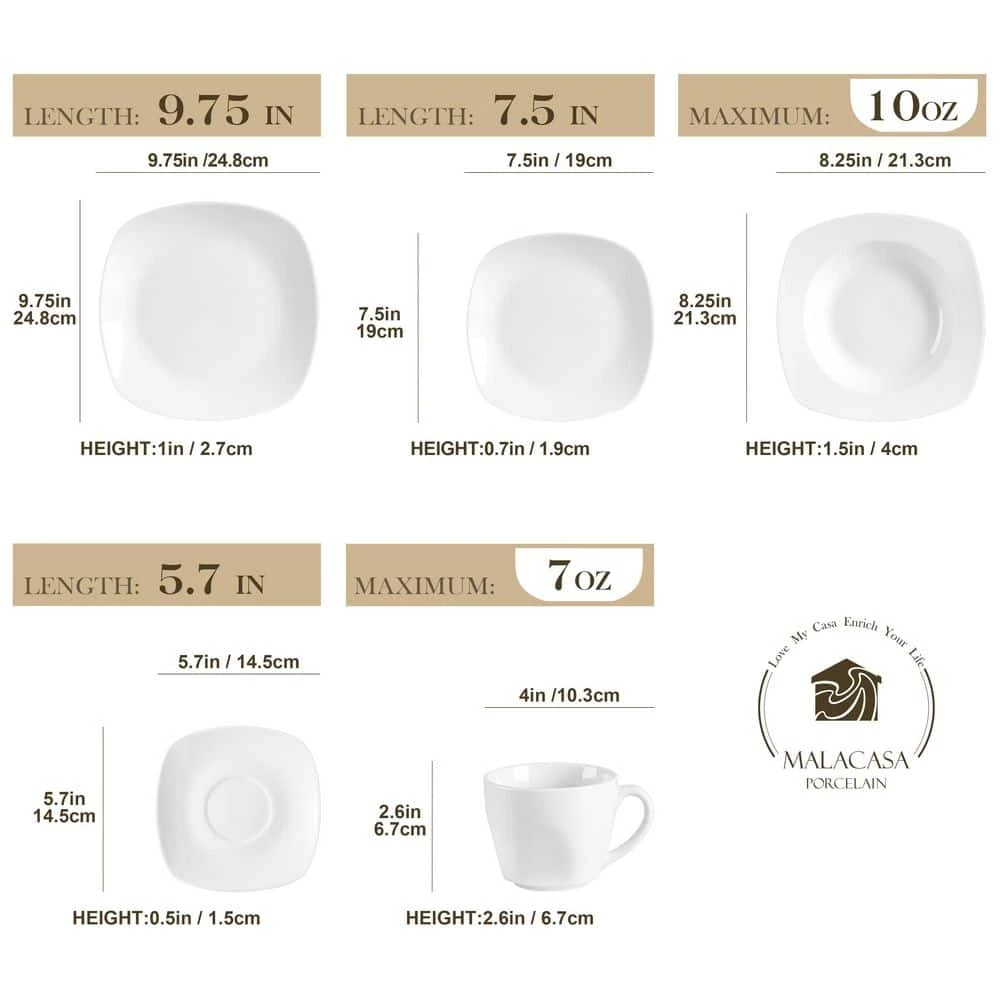 30-Piece Gray-White Porcelain Dinnerware Set Service For 6 Tableware Dining Set With Plates Cups And Saucers 4 30-Piece Gray-White Porcelain Dinnerware Set Service For 6 Tableware Dining Set With Plates Cups And Saucers - Image 2