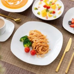 36-Piece Gray-White Porcelain Dinnerware Set Service For 6 Dining Set With Plates Cereal Bowls Coffee Cups And Saucers -Vancasso Shop gray white vancasso dinnerware sets elisa 36 44 1000