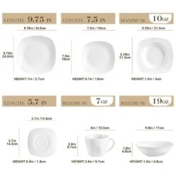 36-Piece Gray-White Porcelain Dinnerware Set Service For 6 Dining Set With Plates Cereal Bowls Coffee Cups And Saucers -Vancasso Shop gray white vancasso dinnerware sets elisa 36 c3 1000