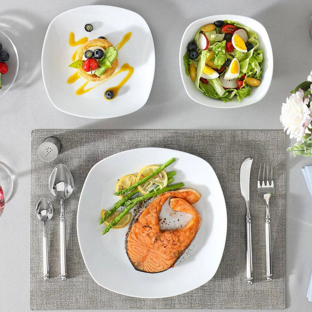 12-Piece Gray-White Porcelain Dinnerware Set Service For 4 Tableware Set With Dinner Plate Dessert Plate And Cereal Bowl 10 12-Piece Gray-White Porcelain Dinnerware Set Service For 4 Tableware Set With Dinner Plate Dessert Plate And Cereal Bowl - Image 8