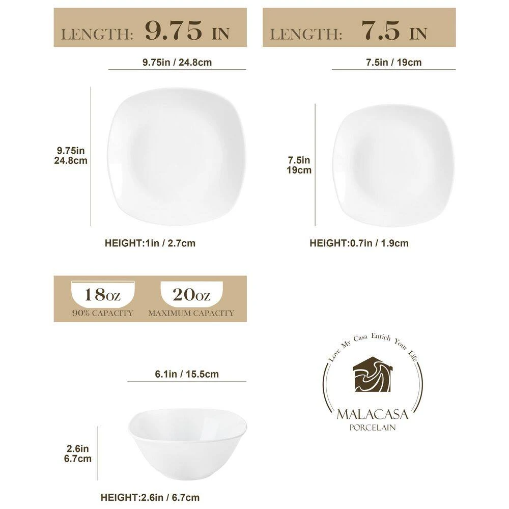 12-Piece Gray-White Porcelain Dinnerware Set Service For 4 Tableware Set With Dinner Plate Dessert Plate And Cereal Bowl 4 12-Piece Gray-White Porcelain Dinnerware Set Service For 4 Tableware Set With Dinner Plate Dessert Plate And Cereal Bowl - Image 2