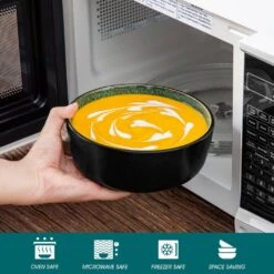 18-Piece Green And Black Stoneware Dinnerware Set Service For 6 Tableware Dinner Plates Dessert Plates Cereal Bowls 25 18-Piece Green And Black Stoneware Dinnerware Set Service For 6 Tableware Dinner Plates Dessert Plates Cereal Bowls -Vancasso Shop green and black vancasso dinnerware sets vc pla g 18 eu 4f 1000