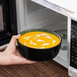 24-Piece Green And Black Stoneware Dinnerware Set Service For 6 Tableware Set Plates And Bowls Dinner Set -Vancasso Shop green and black vancasso dinnerware sets vc pla g 24 eu e1 1000