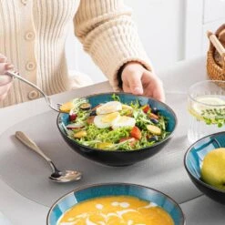 24 Fl. Oz. Green Stoneware Cereal Bowl Set Of 4 Soup Bowl Pasta Bowl Salad Bowl 21 24 Fl. Oz. Green Stoneware Cereal Bowl Set Of 4 Soup Bowl Pasta Bowl Salad Bowl -Vancasso Shop green vancasso bowls vc bubble g sdw 31 1000