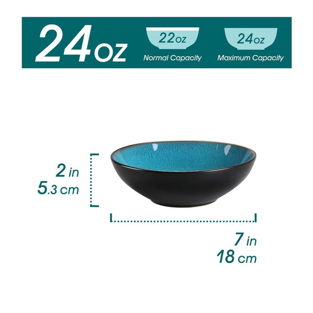 24 Fl. Oz. Green Stoneware Cereal Bowl Set Of 4 Soup Bowl Pasta Bowl Salad Bowl 6 24 Fl. Oz. Green Stoneware Cereal Bowl Set Of 4 Soup Bowl Pasta Bowl Salad Bowl - Image 4