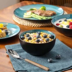 16-Piece Green Stoneware Dinnerware Set (Service Set For 4) Bowls And Plates Dinner Set 28 16-Piece Green Stoneware Dinnerware Set (Service Set For 4) Bowls And Plates Dinner Set -Vancasso Shop green vancasso dinnerware sets vc bubble g 16t d4 1000