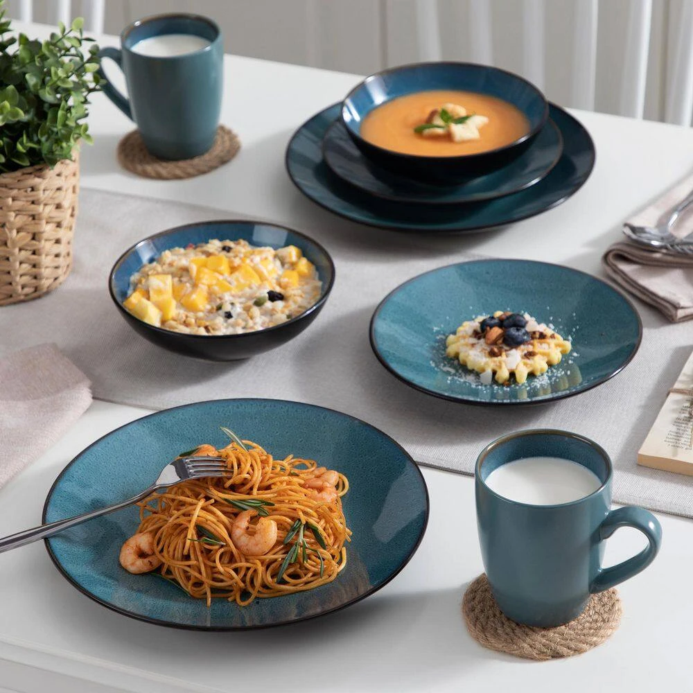 16-Piece Green Stoneware Dinnerware Set Service For 4 Tableware Set With Plates Bowls And Mugs 13 16-Piece Green Stoneware Dinnerware Set Service For 4 Tableware Set With Plates Bowls And Mugs - Image 11