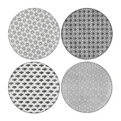 Haruka 8.6 In. Soup Plate Porcelain Patterned 4-Designs Japanese Style Grey Spot Soup Plate (Set Of 4) -Vancasso Shop grey vancasso bowls vc haruka stp 76 1000