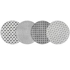 Haruka 8.6 In. Soup Plate Porcelain Patterned 4-Designs Japanese Style Grey Spot Soup Plate (Set Of 4) -Vancasso Shop grey vancasso bowls vc haruka stp e1 1000
