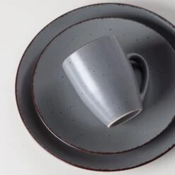 16-Piece Grey Stoneware Dinnerware Set Service For 4 Kitchen Tableware Set With Plates Bowls And Mugs 18 16-Piece Grey Stoneware Dinnerware Set Service For 4 Kitchen Tableware Set With Plates Bowls And Mugs -Vancasso Shop grey vancasso dinnerware sets vc moda gy sl 1d 1000