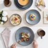 16-Piece Grey Stoneware Dinnerware Set Service For 4 Kitchen Tableware Set With Plates Bowls And Mugs 2 16-Piece Grey Stoneware Dinnerware Set Service For 4 Kitchen Tableware Set With Plates Bowls And Mugs -Vancasso Shop grey vancasso dinnerware sets vc moda gy sl 64 1000
